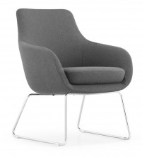 Iris Waiting Room Chair. Chrome Sled Base. Grey Fabric Only